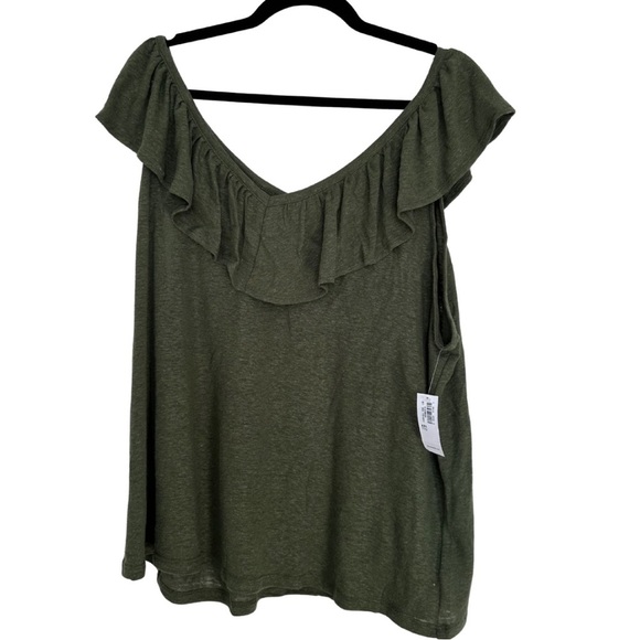 Old Navy Tops - Old Navy Olive Green Ruffle Off-Shoulder Camisole